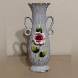 Small Vintage Ceramic Vase With Intricate Design.